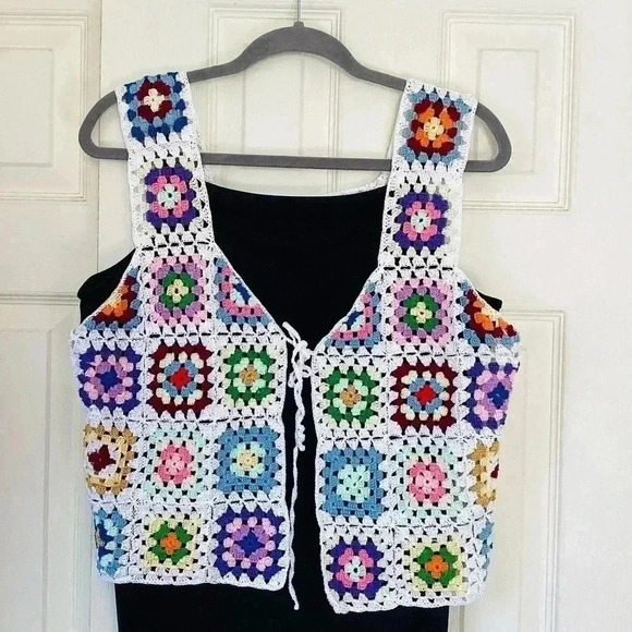 happy 2crochetDesigns Tops - Crochet Handmade New made by me granny square vest top size small/medium